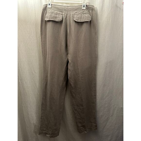 Blanc Bleu Womens Linen Pants Button Fly Tan Size Large Drawstring Pockets - Picture 5 of 8